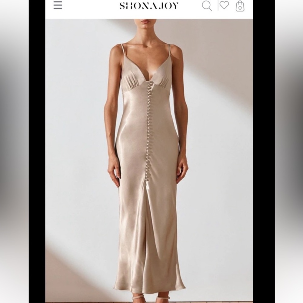 Shona Joy La Lune Bias Slip dress in gold- see imgs and description for flaws